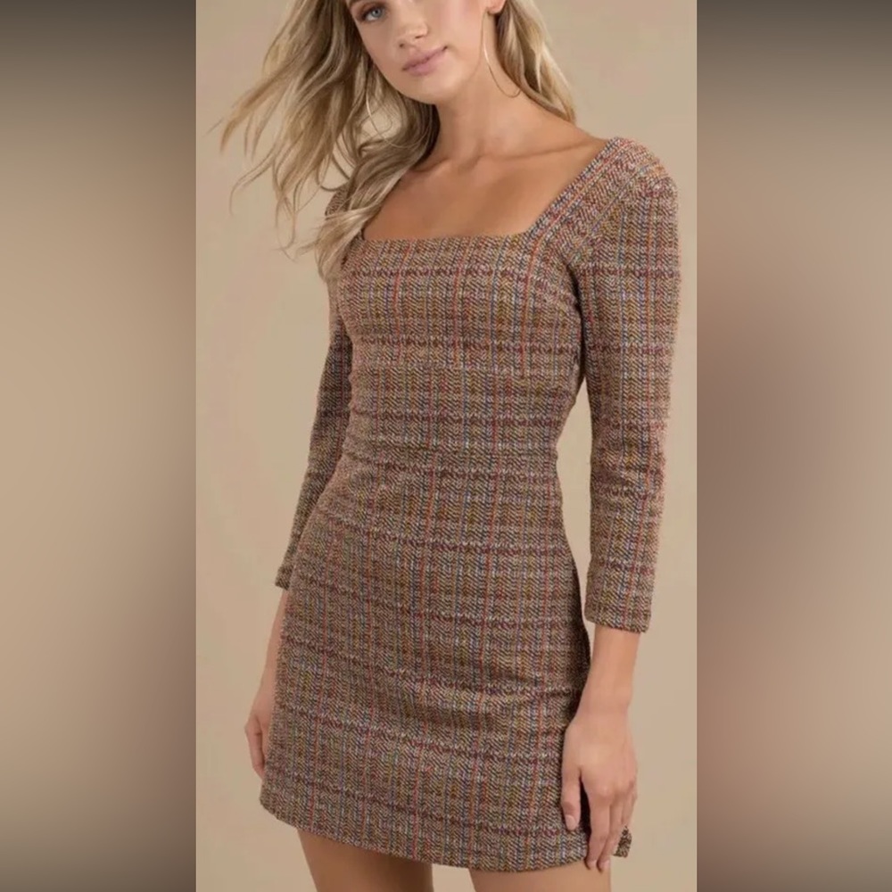 Free People Uptown Girl Tweed Mini Dress size 6 1960s Mod Boho Academia - Picture 1 of 13